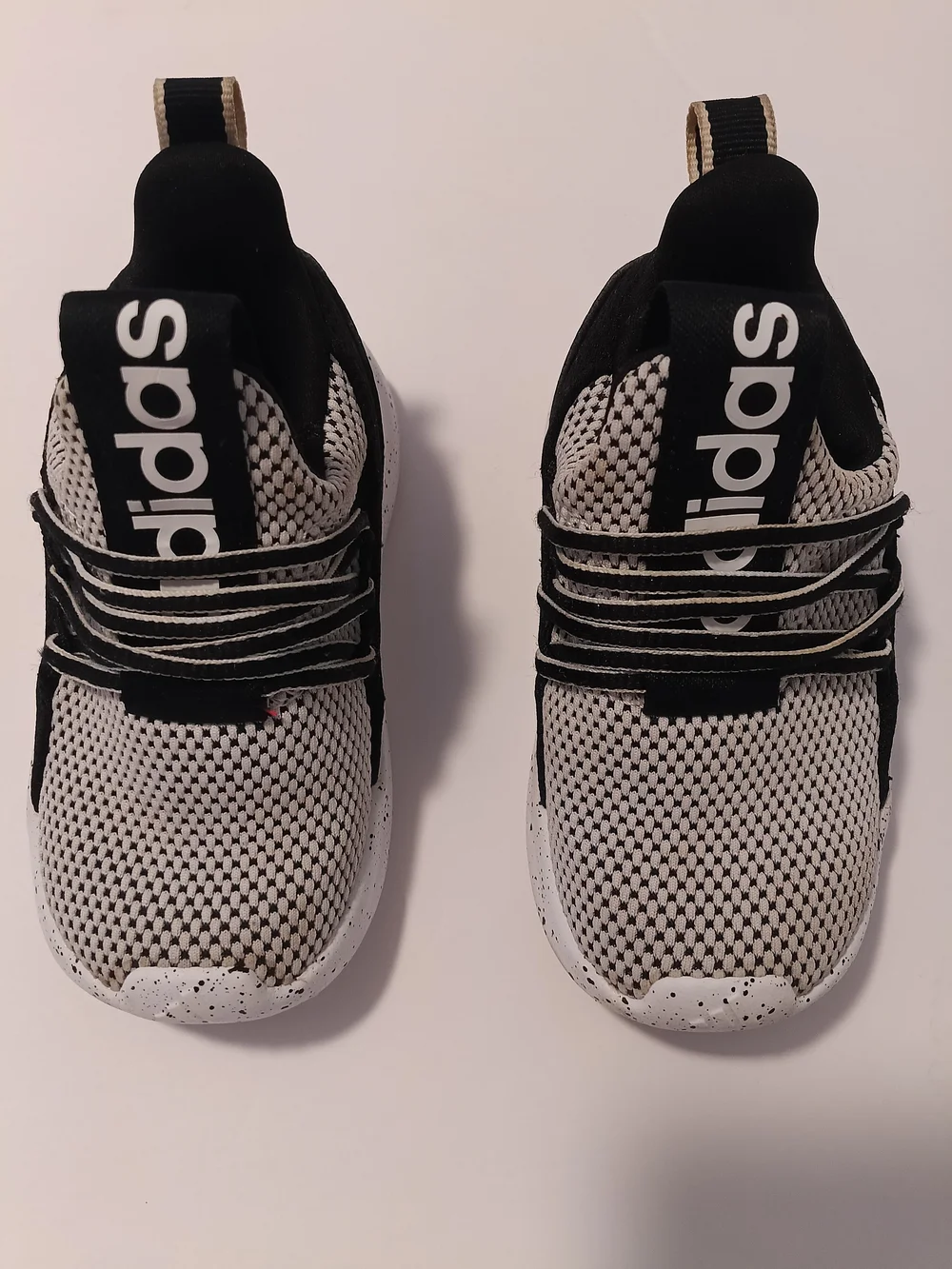 Adidas Kids Easy Slip-On Athletic Shoes Black White Speckled Size US 7.